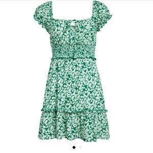 All in Favor Smocked Ditsy Floral Mini Dress SZ XL